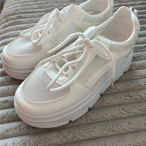Women's White Platform Sneakers